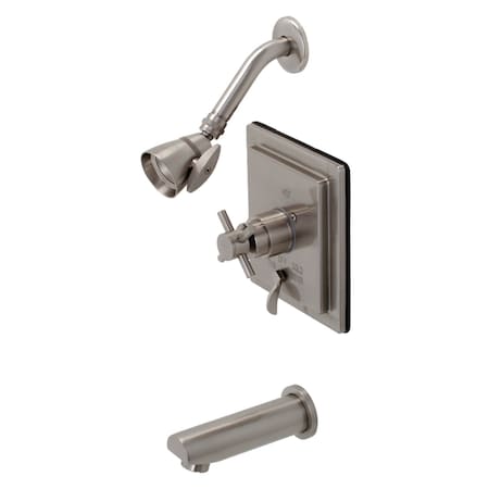 Tub And Shower Faucet, Brushed Nickel, Wall Mount